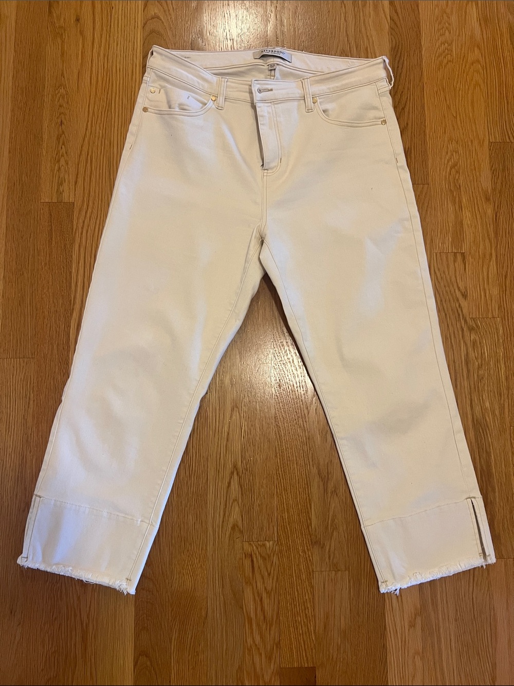 Liverpool Cream High-Rise Cropped Straight Jeans